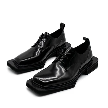 Lüks Tasarım Erkekler Rahat deri ayakkabı High-End Sokak Dantel-Up Derby Ayakkabı Hakiki Deri Zapatos Hombre Sneakers 2A