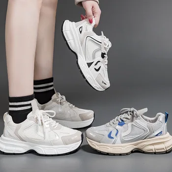 Marka Tasarım kadın Sneakers Bahar Retro Kalın tabanlı rahat ayakkabılar Kızlar Platformu Ayakkabı Açık Nefes Spor koşu ayakkabıları