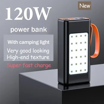 Marka Yeni Güç Bankası 100000mAh PD Yüksek Kapasiteli 120W Hızlı Şarj Güç Bankası iPhone Laptop için Pil LED El Feneri Kamp