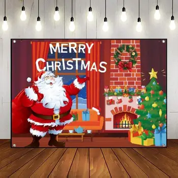Merry Christmas Kızak Arka Plan Fotoğraf Köy Özel Doğum Günü Zemin Dekor Bebek Duş Tatil Aile Fotoğraf Arka Planında
