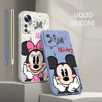 Minnie Sevimli Karikatür Mickey Xiaomi Mi 13 12 12T 11 11T 10 10T 9 9SE Lite Pro Ultra A3 Silikon Yumuşak Sıvı Halat Telefon Kılıfı