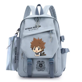 Moda HİTMAN REBORN Anime Omuz Çantası Seyahat Sırt Laptop Mochila Gençler Schoolbag Bookbag