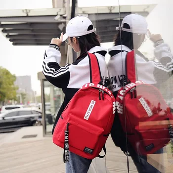 Moda Naylon Sırt Çantası Tiki Tarzı Öğrencileri Okul Rahat Düz Renk Büyük Çanta Schoolbag Bookbag Genç Seyahat