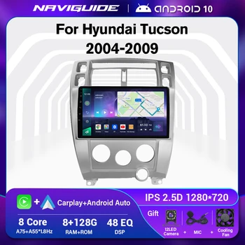 NAVİGUİDE Android 10 Araba Radyo Hyundai Tucson 2004-2009 İçin GPS Navi 1280 * 720 IPS DSP Carplay Multimedya Oynatıcı Stereo Kafa Ünitesi