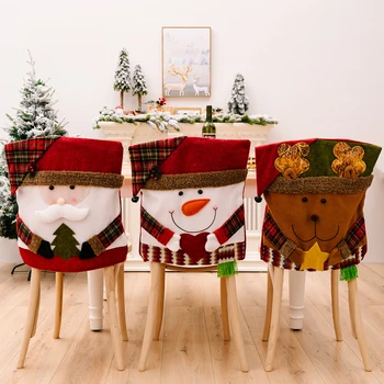 Noel sandalyesi Kapak Noel Baba Kardan Adam Sandalye Kılıfı Noel Dekorasyon 2024 Festivali YENİ yıl Partisi Ev Mutfak Masa Dekor