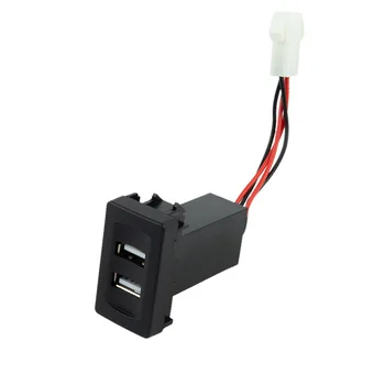 Otomatik Çift USB Bağlantı Noktası araba şarjı Şarj cihazı Çift Soket Kablo Demeti İle Taşıma İçin T4 12-24V Araba İç Yedek Parçalar