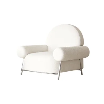 Oturma odasında tek kişilik kanepe, rahat İnternet ünlü ıns, krem tarzı, beyaz lambswool tembel yan sandalye