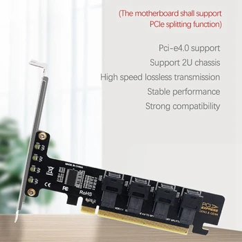 PCI - E X16 4 Portlu U. 2 NVME SFF-8643 Genişletme Kartı Yüksek Hızlı Pcıe 4.0 Bölünmüş Kartlar İçin LED Göstergesi 2U Şasi