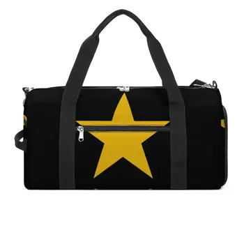 Parlak Sarı Yıldız spor çantaları Beş Köşeli Yıldız Eğitim spor çanta Büyük Sevimli Çanta Erkek Kadın Tasarım Taşınabilir spor çantası