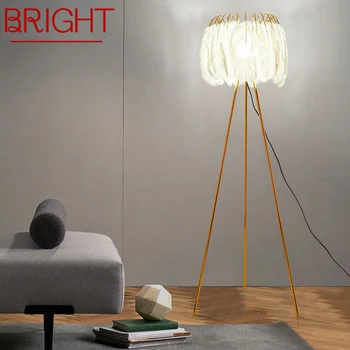 Parlak iskandinav tüy zemin lambası Modern sanat aile oturma odası yatak odası yaratıcılık LED dekoratif ayakta ışık