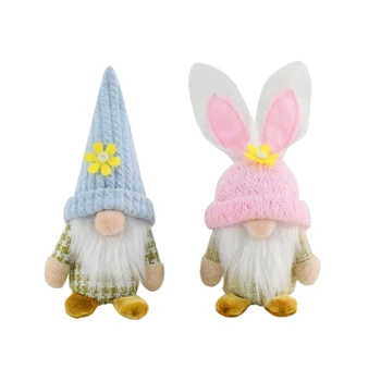 Paskalya tavşanı Gnome Çiçek El Yapımı Gnome Yüzsüz Bebek Bahar Festivali Tomtes Elfler Cüceler Nisse İskandinav Süs