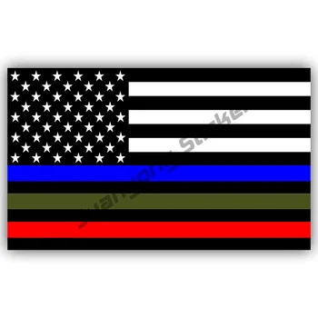 Polis Askeri İtfaiyeci Amerikan Bayrağı vinil yapışkan Araba Kamyon Pencere Çıkartması karavan Çizgili Grafik Kapak Çizikler Çıkartması