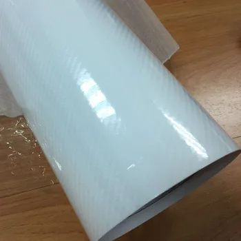 Premium kalite Parlak Beyaz 5D Karbon elyaflı vinil film Renkli 5D Parlak karbon elyaflı vinil film Otomatik Sarma Vinil Wrap Folyo