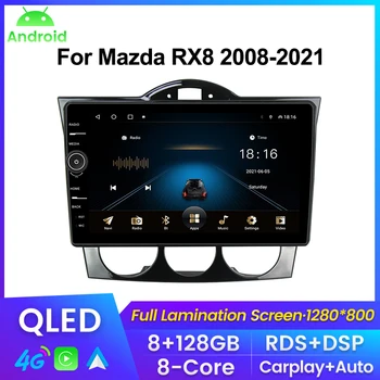 QLED Ekran Araba Radyo Mazda RX-8 SE 2003 - 2008 Multimedya Oynatıcı Navigasyon GPS Carplay Android otomatik rds Hiçbir 2din Hiçbir DVD