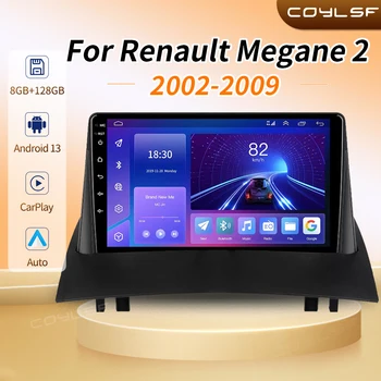 Renault Megane 2 2002-2009 için Android 13 Carplay Oto Autoradio Multimedya Video Speler 2din Navigasyon Gps Stereo Hoparlörler