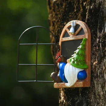 Reçine Gnome Heykeller Oluşturmak Cüce Heykeli Bahçe Yaşlı Adam Uyku Pencere Açılış Retro Ağacı Süsler Bahçe Dekorasyon Açık