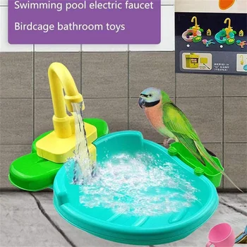 SWEETHOME Kuş Küvet Musluk İle Pet Papağanlar Parakeet Papağanının Çeşmeler Spa Havuzu Duş Çok Fonksiyonlu Oyuncak Temizleme Aracı