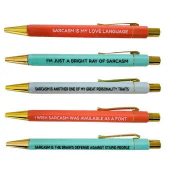 Sarcasm Kalemler 5 ADET Çalışma Kalemleri Komik Sözler İle Snarky Kalemler Sarcastic Kalemler İş İçin Komik Sarcastic Tükenmez Kalemler Kadınlar İçin