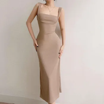 Seksi Yüksek Kaliteli Elbise 2023 Sonbahar Açık Olgun Tarzı Özel Giyim Ünlü kadın Örme boyundan bağlamalı elbise