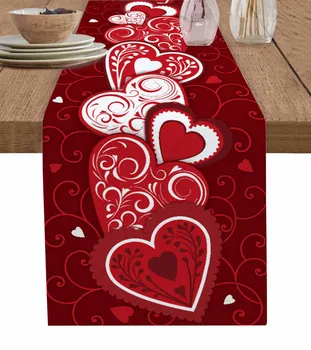 Sevgililer Günü, Aşk Ve Romantizm Festivali Süslemeleri Kahve masa süsü Masa Örtüsü Masa Mutfak Dekoratif Masa Koşucu