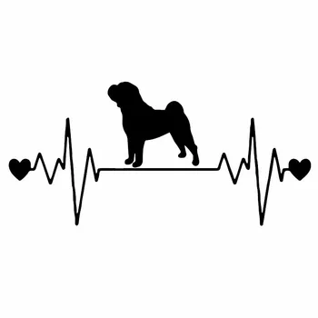 Shar Pei Yaşam Çizgisi Köpek Kalp Atışı Komik Hayvan Araba Sticker Vinil Çıkartması Yaratıcı Çıkartmaları Dekorasyon Siyah/Gümüş,17cm * 8cm