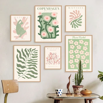 Soyut Matisse Mercan Yayoi Kusama Çiçek Pazarı Yaprakları Dans Posterler duvar sanatı tuval Baskılar Resimleri Oturma Odası Ev Dekor