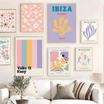 Soyut Çiçek Pazarı Matisse duvar sanatı tuval Posterler Estetik Boyama ve Baskılar Pastel Renkler Duvar Resimleri Ev Dekor için