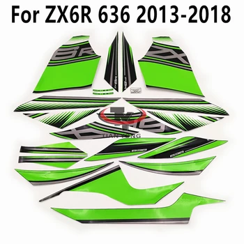 Tam Kiti Çıkartmalar Dekoratif Koruyucu ZX6R ZX 6R 636 2013-2014-2015-2017-2018 2016 Yeşil Gümüş Serigrafi Aplike