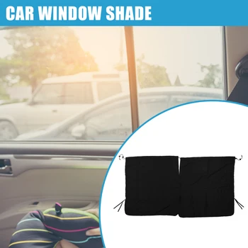 Uxcell Otomotiv Pencere Güneş Gölge 140x80 cm araba güneşliği Polyester Ipek Kumaş Siyah