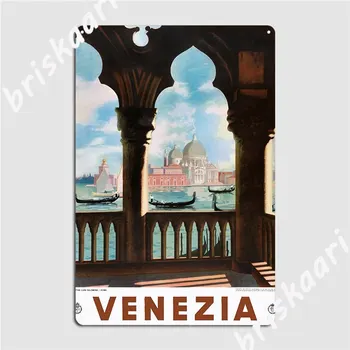 Venedik Venezia Enit İtalya Vintage Seyahat Poster Restore Metal Plak Poster Pub Garaj Retro Plaklar Tabela Posterler