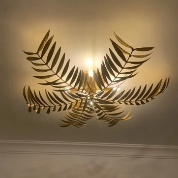 Yaratıcı Retro Demir Sanat Yaprak Kolye lamba Yumuşak Dekorasyon Tasarım Villa Modeli Odası Otel Yaprak Bitki Kolye ışık LED Avize