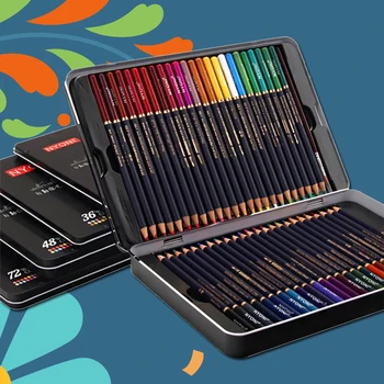 kemila 12/36/72 renkler Profesyonel Yağ renkli kalemler Demir kutu Ahşap Yumuşak su renkli kurşun kalem Okul Beraberlik Kroki Sanat Malzemeleri