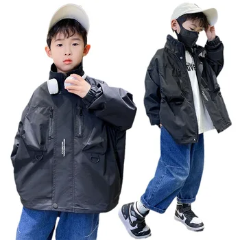 Çocuklar için Ceketler Erkek Açık Kazak Bahar Sonbahar Okul Giyim Çocuk Rahat Ceket Erkek Gevşek Üst Giyim 4 6 8 10 12 yıl