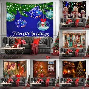 Özelleştirilebilir Ev Yatak Odası Oturma oda duvar dekorasyonu Arka Plan Bez Noel Baskı Dekoratif Goblen
